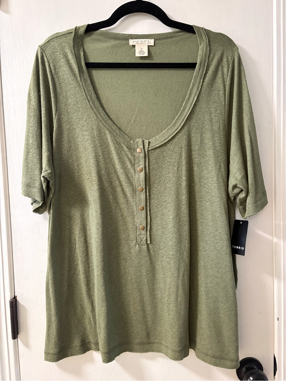 torrid Olive Green Scoop Henley Short Sleeve Top